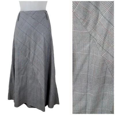 Dressbarn Skirt Size 10 Dark Academia Royalcore Midi Long Plaid Grey Red Vintage - Изображение 1 из 4
