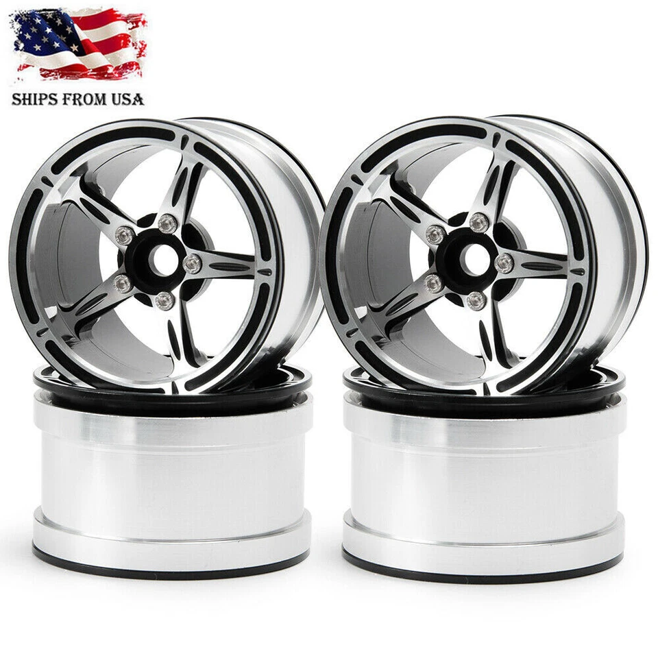 4x 2.2" Aluminium Beadlock Wheels Rim for 1/10 RC Rock Crawler Wraith TRX4 SCX10 - Image 1 of 4