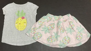 Girl's Gymboree Outfit size 4 - Gray Pineapple Top w/Pink Pineapple Skirt EUC - Picture 1 of 8
