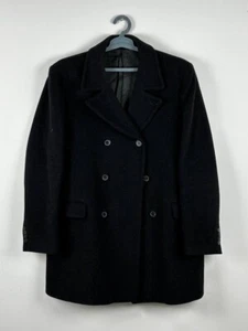 GIVENCHY Mohair Double Breasted WOOL LONG Black COAT Size L - Picture 1 of 14