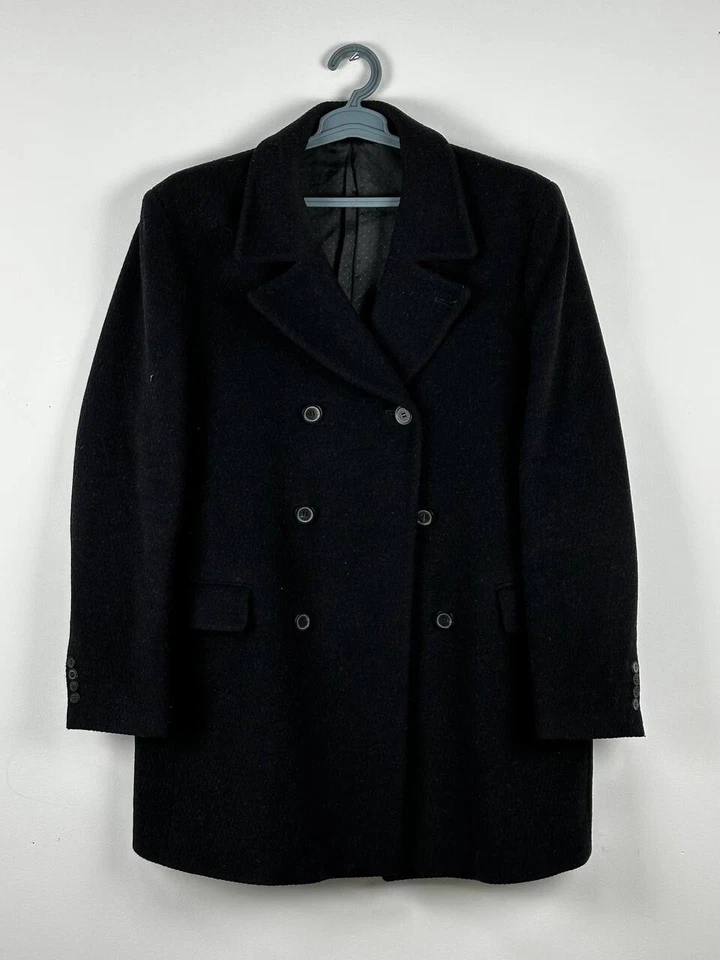 GIVENCHY Mohair Double Breasted WOOL LONG Black COAT Size L - Image 1 of 4