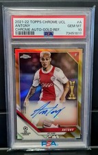 *Pop 4* 2021-22 Topps Chrome Uefa Champions League Antony Gold /50 Auto PSA 10