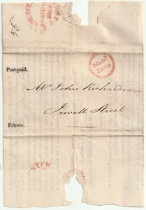 1819 PART MANCHESTER NATIONAL UNION ASSURANCE LETTER MANr PAID RICHARD BOARDMAN - Picture 1 of 2