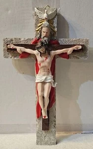 JESUS ON CROSS HOLY TRINITY GOD DOVE RELIGION RELIGIOUS FIGURINE WALL HANGING - Picture 1 of 3