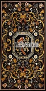 8'x4' Marble Restaurant Dining Table Top Pietradura Inlay Traditional Art Decor - Picture 1 of 4