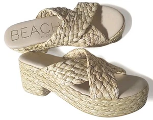 Sandalias Anthropologie MATISSE Reflexión Rafia Plataforma Zapatos de Playa 9 Boho - Imagen 1 de 10
