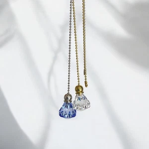 Blue - Set of Two - Acrylic Crystal Diamond Ceiling Lighting Fan Pulls - Picture 1 of 7