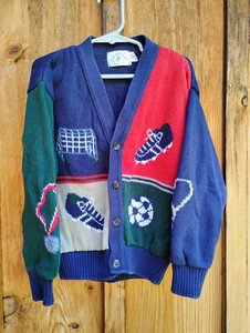 Kitestrings Kids Cardigan Sweater: Size 7: Button Design: Sports Theme - Picture 1 of 7