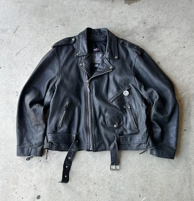 Chaqueta de cuero Harley Davidson vintage de los años 2000 motociclista para hombre talla 52 XXL negra EE. UU. Foto 1 de 4