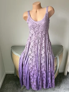 Indigo Thread Co Maxikleid Damen L lila Spitze Blumen Ombré Farbverlauf ärmellos - Bild 1 von 9
