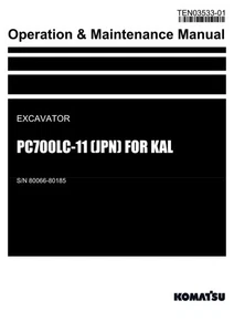 Komatsu PC700LC-11 JPN For KAL Excavator Operators Manual SN 80066-80185 - Picture 1 of 1