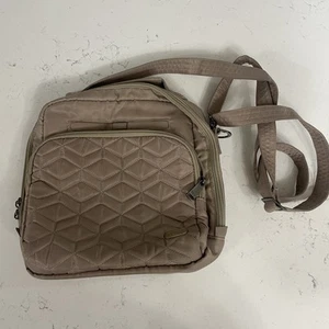 Lug Ranger Crossbody Purse Mauve Tan Adjustable Quilted Zip Around Travel Bag - Picture 1 of 12
