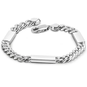 Pulsera de plata esterlina 925 maciza hip-hop cadena de eslabones cubanos barra de identificación 6 mm para hombre - Imagen 1 de 6