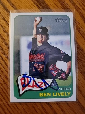 2014 Topps Heritage Minors Ben Lively RC Rookie Card Signed IP Auto Baseball MLB - Image 1 of 2