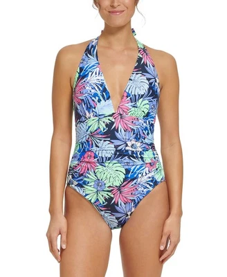 Traje de baño Tommy Hilfiger para mujer Neo Mint con control de barriga halter de una pieza, talla 12 Foto 1 de 3