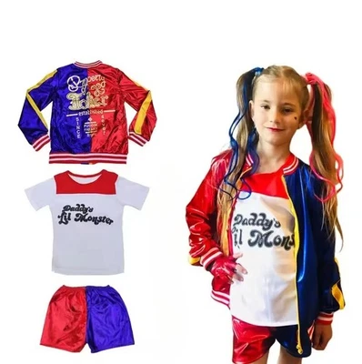 Girls Harley Squad Shirt Quinn Costume Suicide Quinn Cosplay Halloween Costume - Image 1 of 4