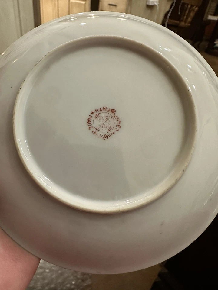 2 tazas de té y. Platillos. Lustreware japonés. Pintado a mano. Foto 1 de 4