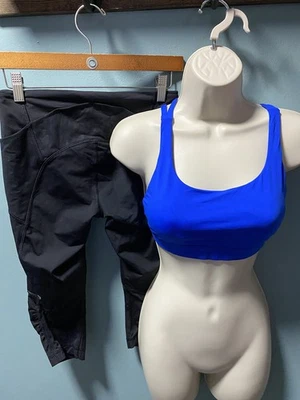 Lote de 2 Leggings Lululemon Feminina Tamanho 6 Azul Cerúleo EnergyBra/Stash It Crop - Imagem 1 de 4