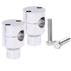 2X Motorcycle Chrome 25mm 1" Bar Handlebar Risers Clamp Round w/ Bolt For Harley - Picture 1 of 5