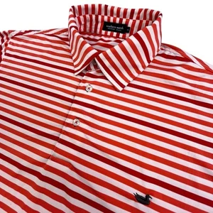 Southern Marsh Golf Polo Shirt Men's Medium Red White Stripe Performance Stretch - Picture 1 of 8