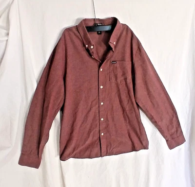 Volcom, modern fit, button up collared, long sleeve, dusty maroon , size large - Image 1 of 4