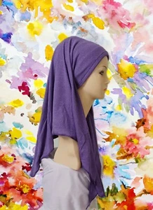 Self Tied-Head covering Muslim.Snood.Tichel.Head Wrap.Hijab Sparkey Purple - Picture 1 of 7