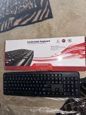 New In Box Comfortable Keyboard  Black Slim Thin Soft Easy Keys - Image 1 of 3