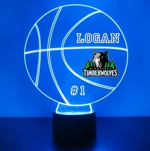 Minnesota Timberwolves Light, Personalized FREE, Basketball LED Sports Fan Lamp - Picture 1 of 11