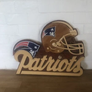New England Patriots NFL 3D Wood Wall Sign Made in USA Man Cave Handmade - Picture 1 of 6