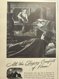 Kenwood Blankets Barracks Tents Pot Belly Stove Soldiers Vintage Print Ad 1942 - Picture 1 of 3