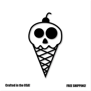 Skull Ice cream Cone Vinyl Decal Sticker - Car Window Truck Laptop Mug Tumbler - Picture 1 of 2