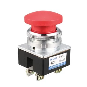 Interruptor Botón Pulsador Momentáneo rojo de Cabeza tipo Seta AC 380V 5A - Imagen 1 de 3