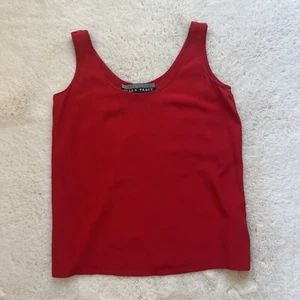Vintage Linda Allard Ellen Tracy Damen 6 rot 100 % Seide ärmellos Tank Top Shell - Bild 1 von 10