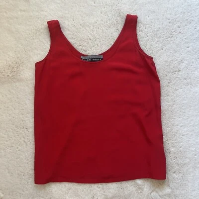 VTG Linda Allard Ellen Tracy Womens 6 S Red 100% Silk Sleeveless Tank Top Shell - Image 1 of 4