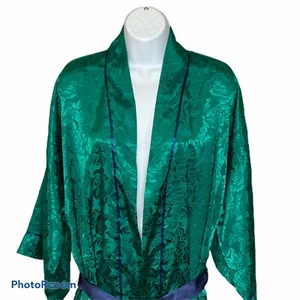 Bata Verde Victorias Secret Etiqueta Dorada Talla Única Tono sobre Tono Floral Vintage Años 90 - Imagen 1 de 5