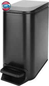 Small Bathroom Trash Can with Lid Soft Close, Step Pedal, 6 Liter / 1.6 Gallon - Picture 1 of 12