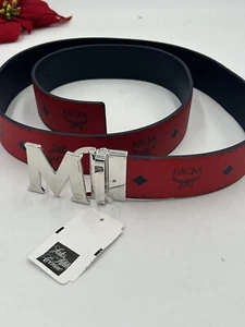 Men’s MCM monogram red leather reversible belt size 50 can be made smaller - Picture 1 of 8