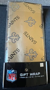 NFL-New Orleans Saints Team Logo Gift Wrap (Wrap Paper) 2 plus 1 sheet 30"x20" - Picture 1 of 3