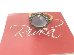 Rivka Friedman Blacken Sterling Silver Blue Gemstone Halo Ring Rustic - Picture 1 of 4