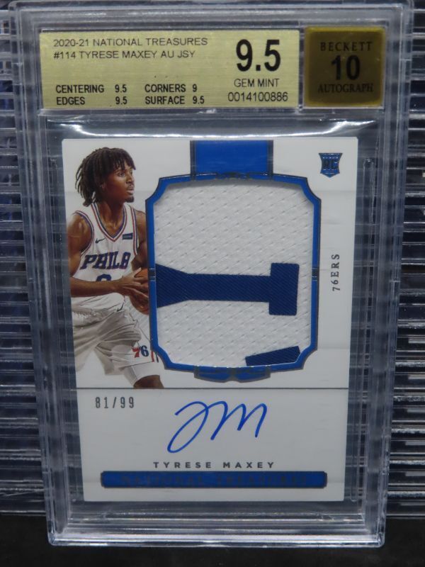 2020 National Treasures Tyrese Maxey Rookie Patch Auto RPA #/99 BGS 9.5 10 E533