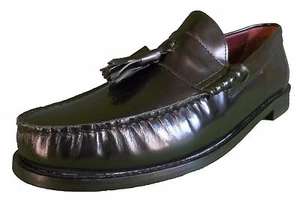 Mocasines de borla negros Ikon originales todo cuero retro mod - Imagen 1 de 6