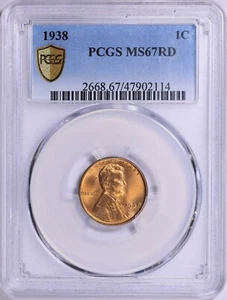 1938 Lincoln Cent PCGS MS67 RED - Picture 1 of 2