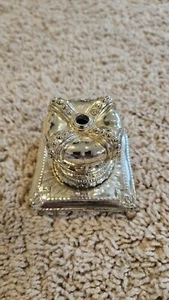 VINTAGE INKWELL Crown English Goldish Silver Heavy Inkwell - Picture 1 of 6