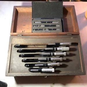 Starrett No 436 0-6” Outside Micrometer Set In Wood Box With Standards - Picture 1 of 13
