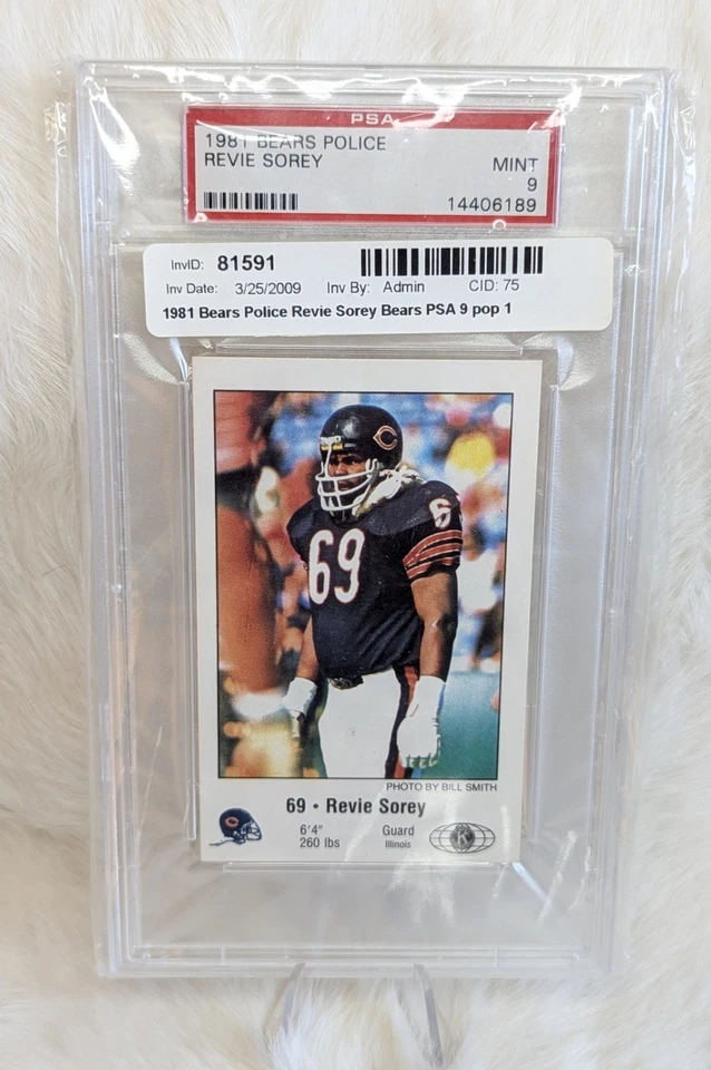 1 of 1 ~ PSA Graded 9! 1981 Kiwanis Chicago Bears Police Card - Revie Sorey! - Image 1 of 4