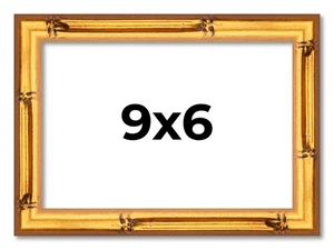 9x6 Frame Gold Bamboo Solid Wood Picture Frame | 1 Inch Moulding Width | Interio - Picture 1 of 10