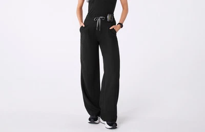 Figs Women’s Size XL/P Black Ultra High Rise Shelby Wide Leg Scrub Pants - Image 1 of 4