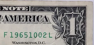 Billete de $1 2013 número de serie elegante fecha de nacimiento 19651002 YAAYMMDD - F 19651002 L - Imagen 1 de 3