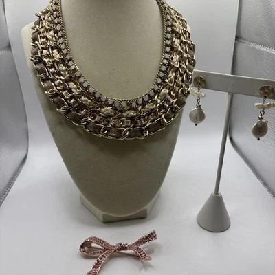 White House Black Market Necklace, KJL Brooch, MOP Earrings - Image 1 of 4