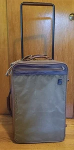 Hartmann Expandable Rolling Carry On Luggage w/ Leather Trim Telescoping Handle - Picture 1 of 11